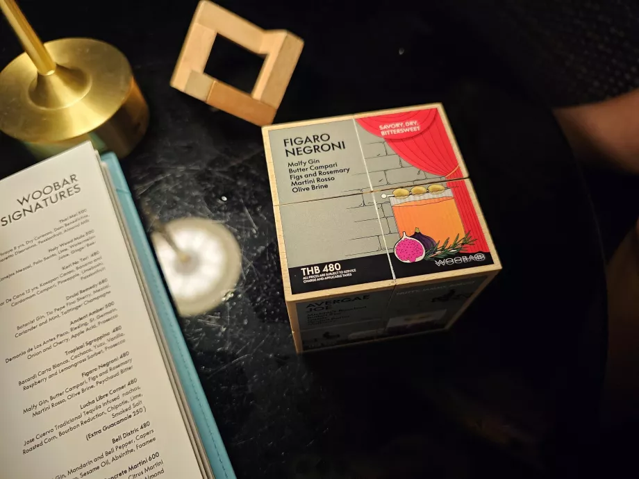 Menú de bebidas en WooBar