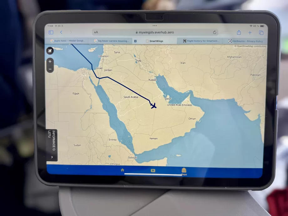 Mapa de vuelo de Praga a Salalah