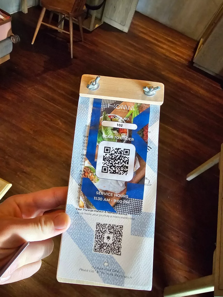 Código QR para el servicio de habitaciones