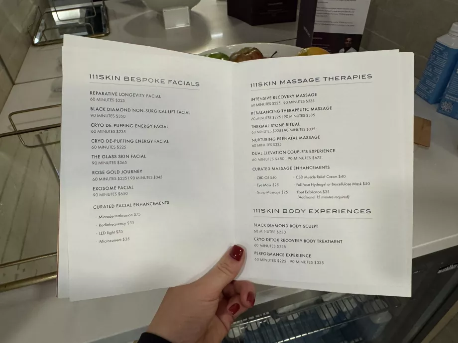 Lista de precios del spa