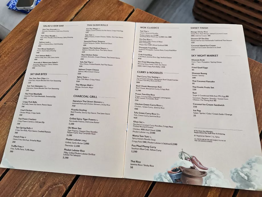 Akara Sky Hanuman - menú, comida