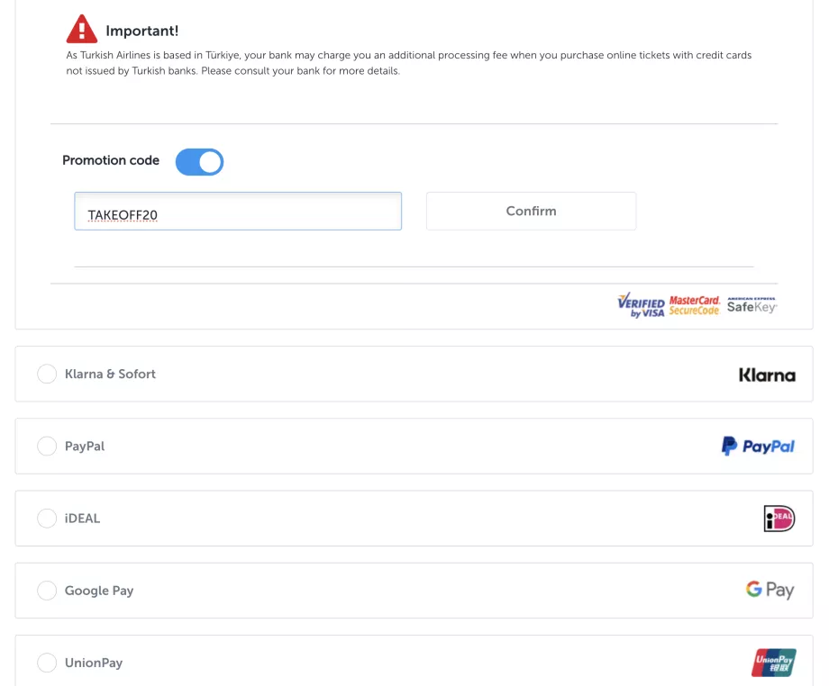 Código promocional Turkish Airlines