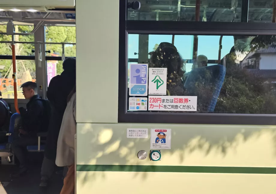 Información sobre las opciones de pago en el autobús