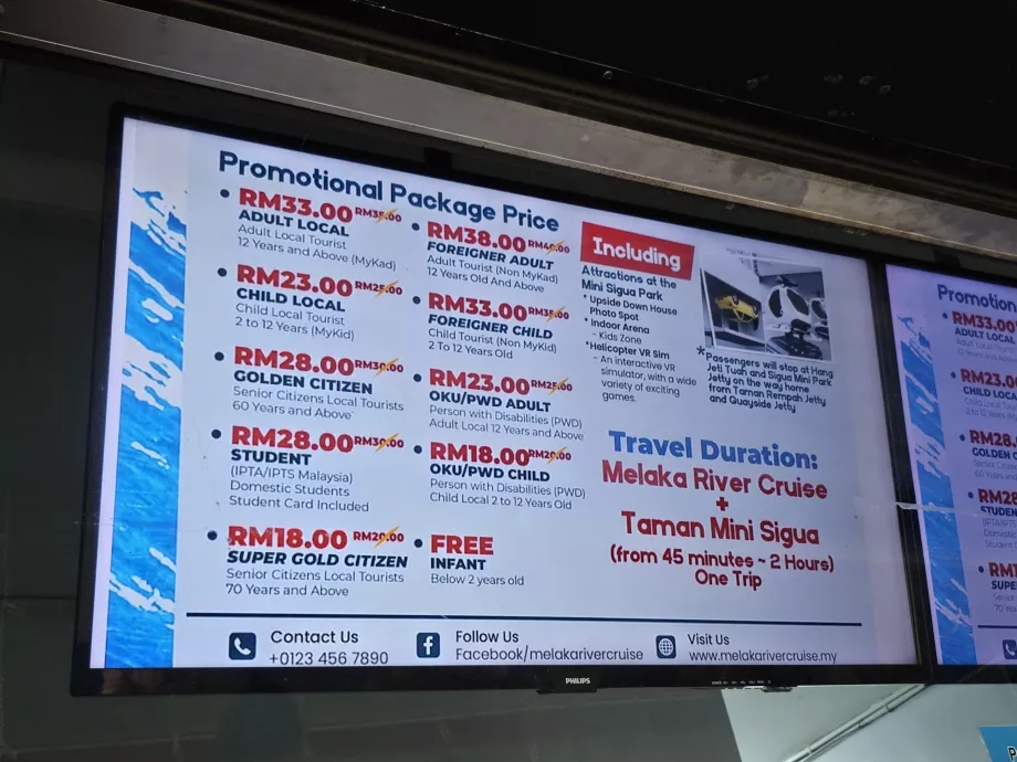 Precios de los cruceros por el río Melaka