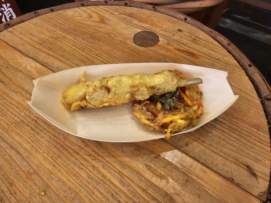 Mi tempura en el mercado Nishiki
