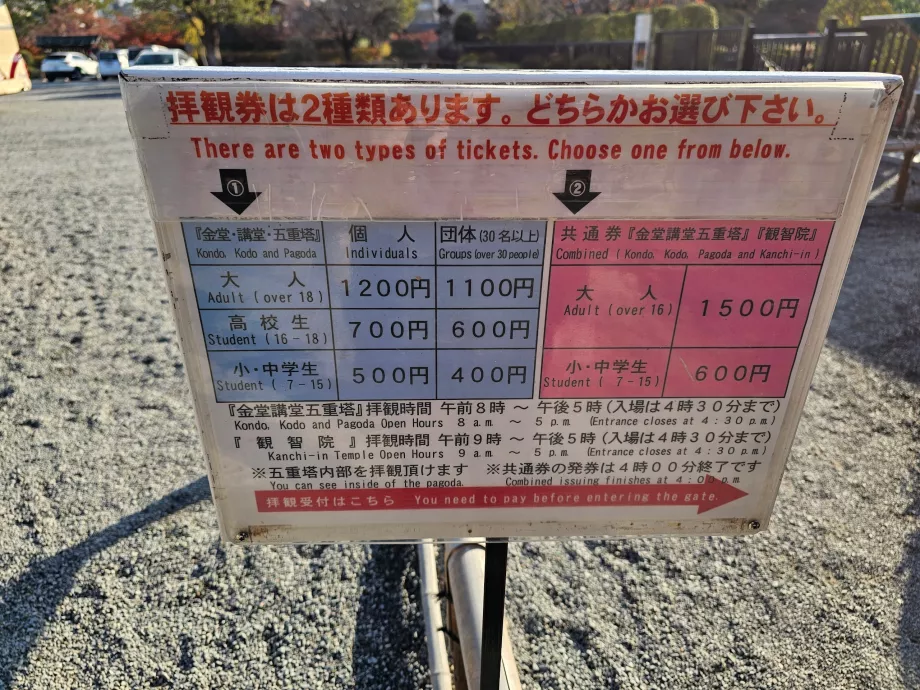 Precio de la entrada al templo To-ji