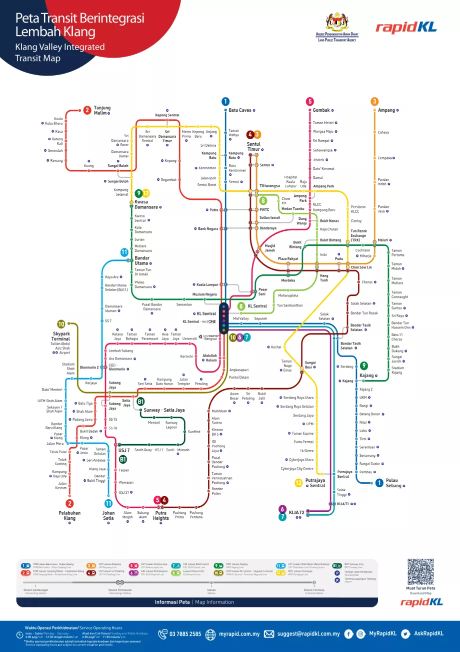 Mapa de vías férreas en Kuala Lumpur