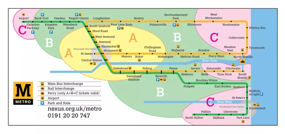 Mapa de las zonas de metro