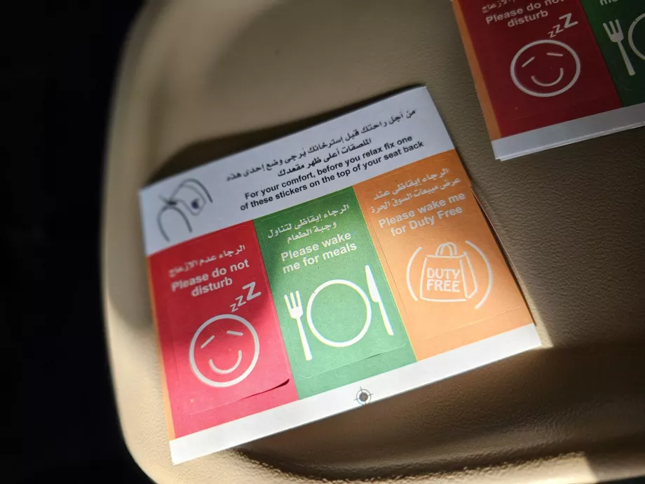 Pegatinas - información para el personal de cabina