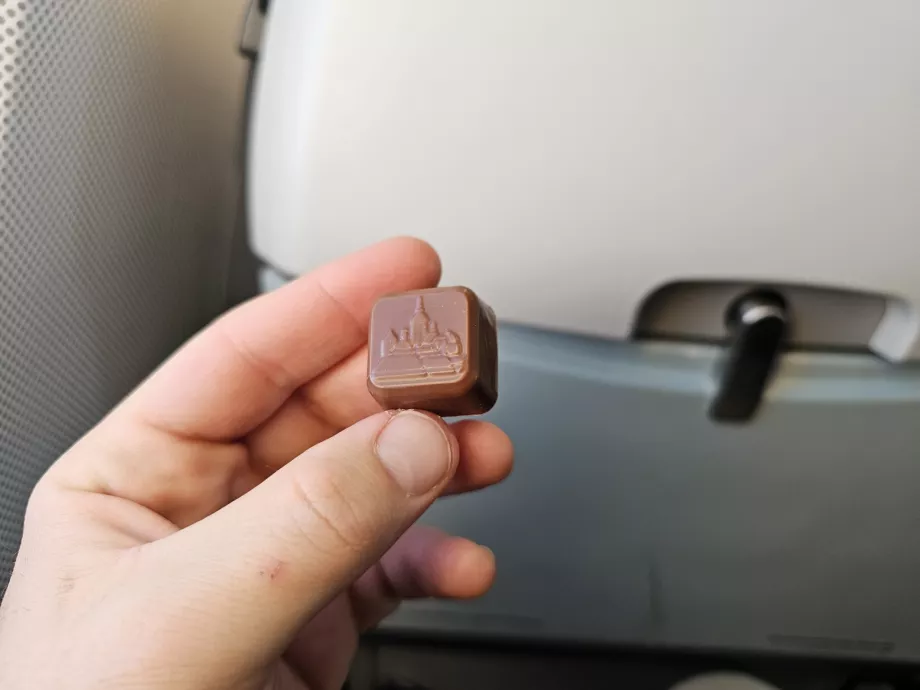 Praliné de chocolate antes del aterrizaje