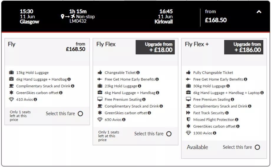 Tarifas Loganair