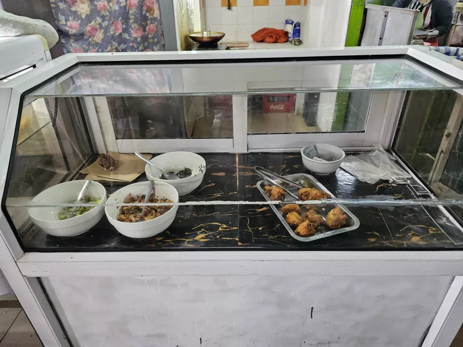 Mercado en Central Flacq, puestos de comida