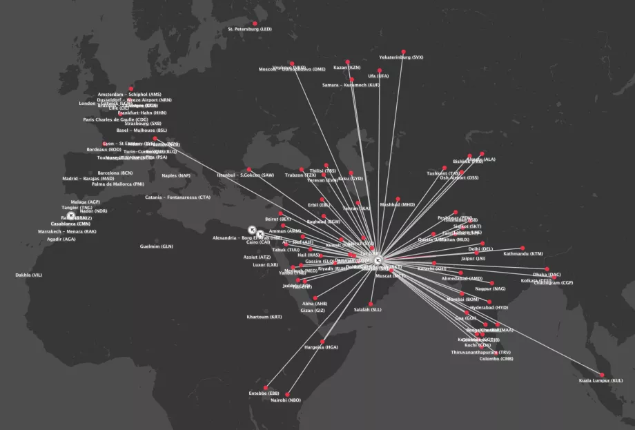Mapa de ruta Air Arabia