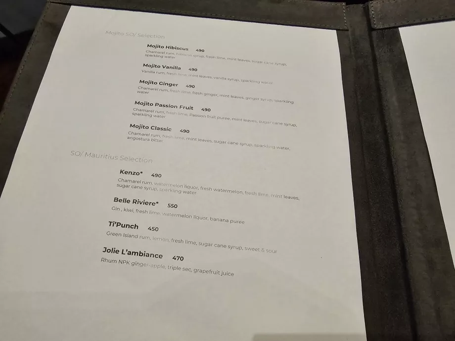 Precios de los cócteles