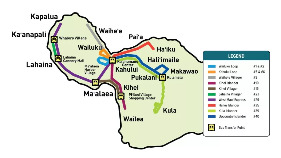 Mapa de autobuses de Maui