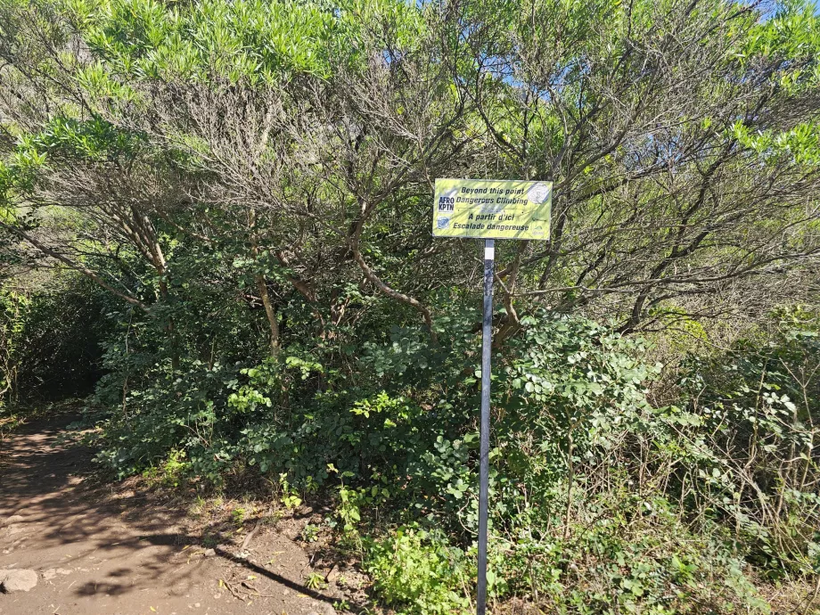 Advertencia de tramos de escalada peligrosos