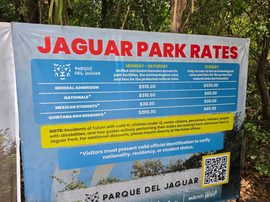 Yacimiento arqueológico de Tulum, precios de entrada