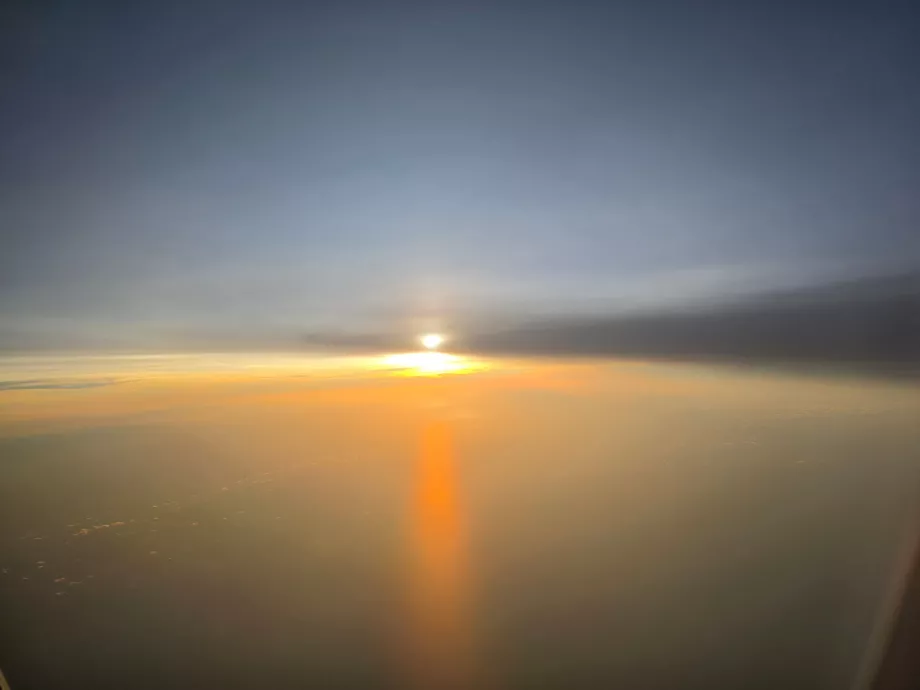 Puesta de sol antes de aterrizar en México