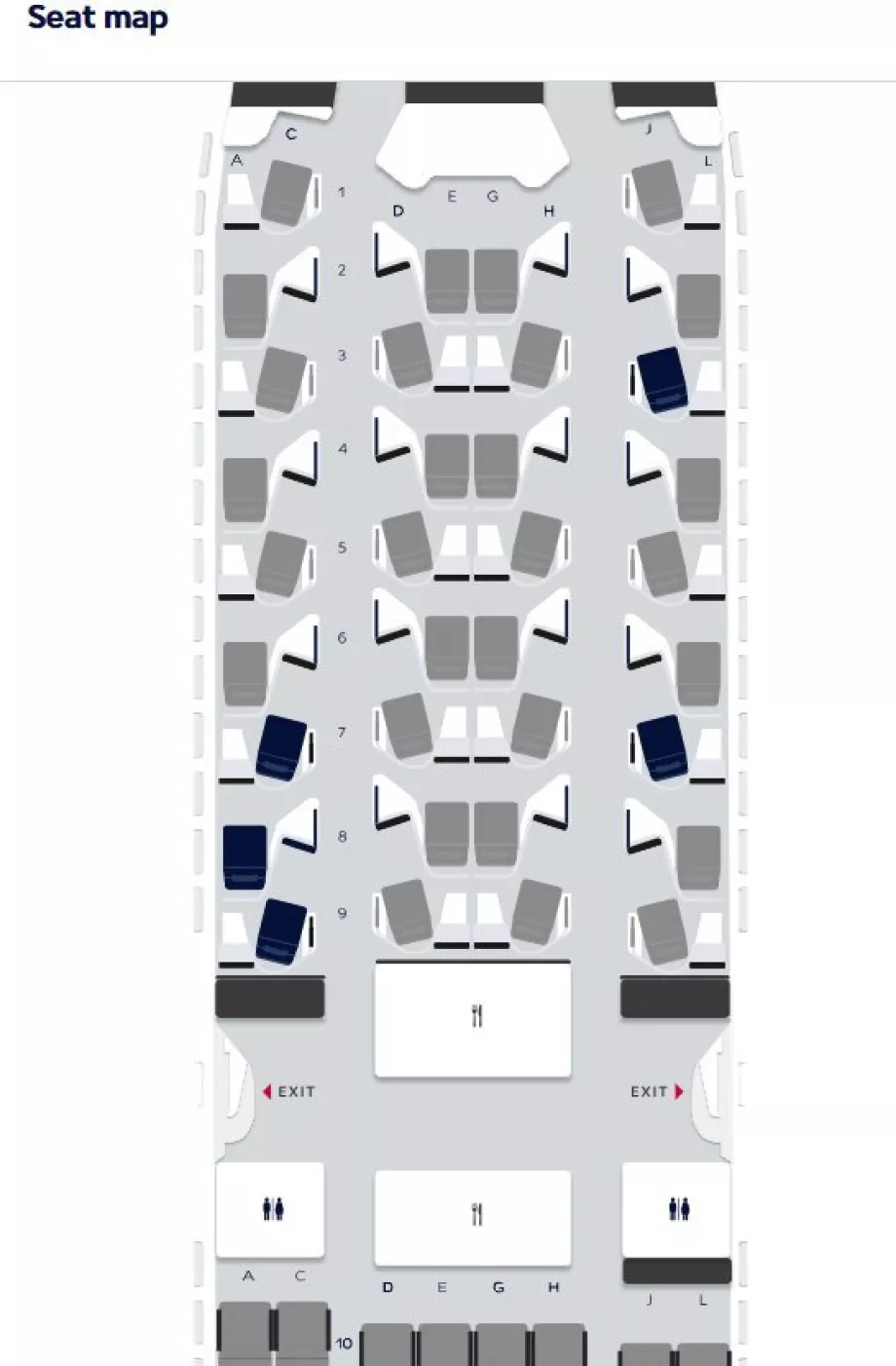 Plano de asientos: antigua clase business