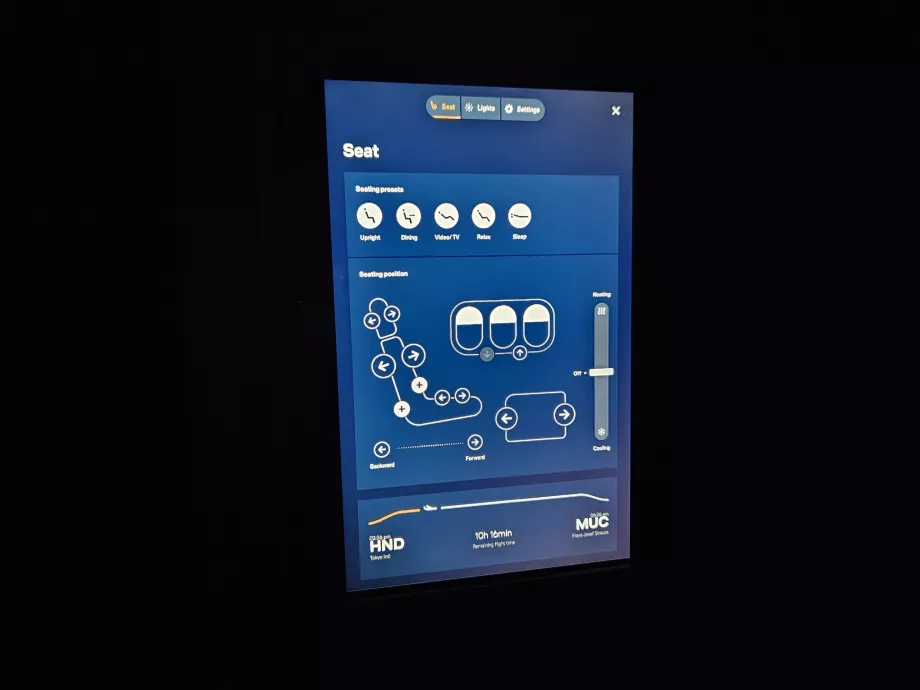 Control del asiento mediante tableta
