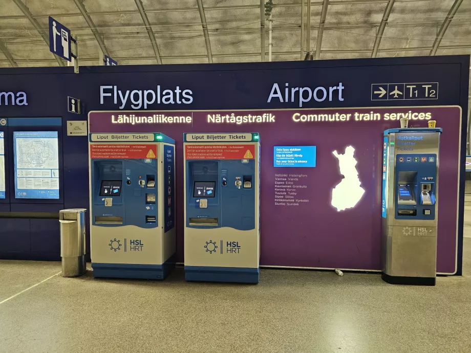 Máquinas expendedoras de billetes, estaciones de tren