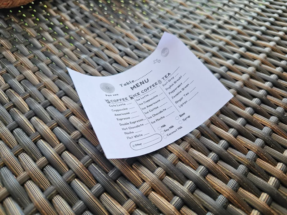 Desayuno: carta de cafés