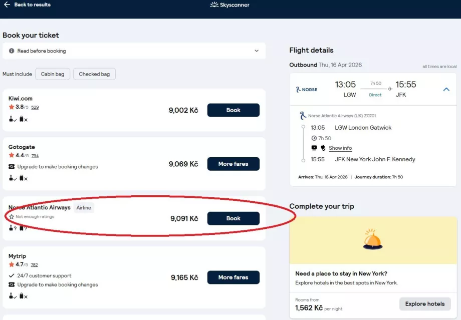 Elegir el sitio web de una compañía aérea