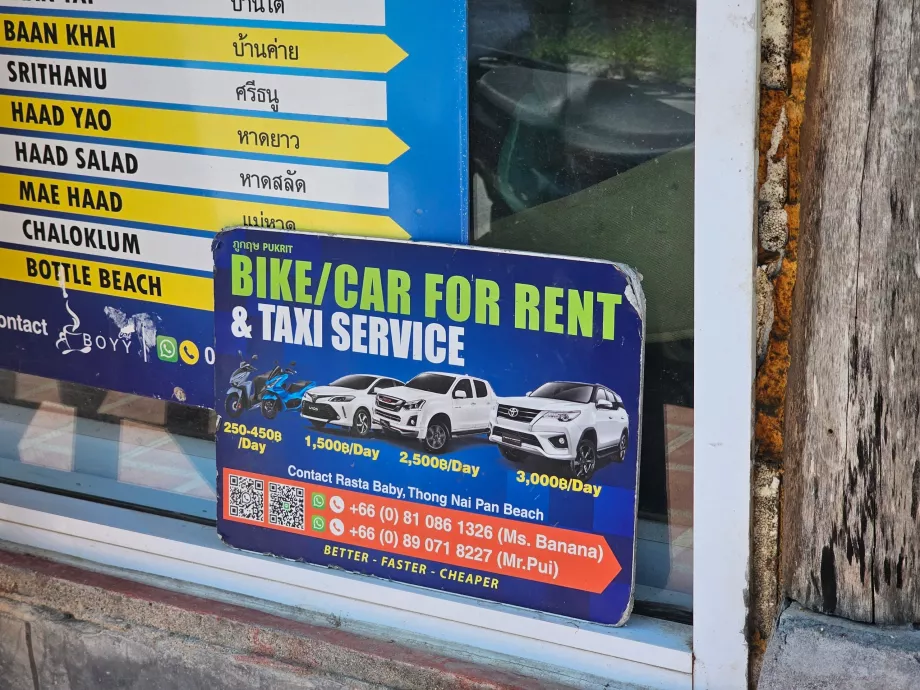 Precios de alquiler de motos y coches