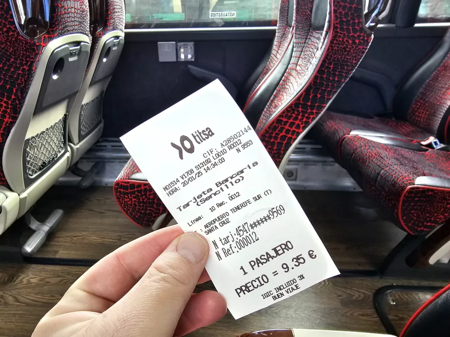 Billete de autobús Titsa