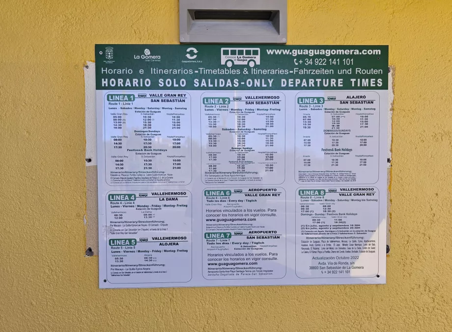 Horarios en las paradas de autobús