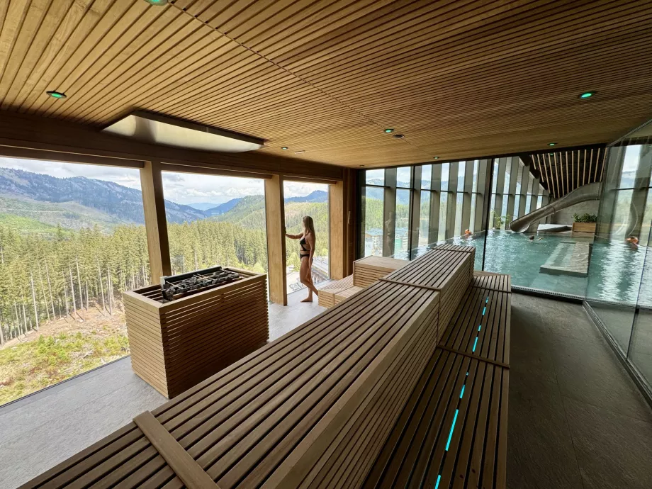 Sauna familiar en la zona de la piscina