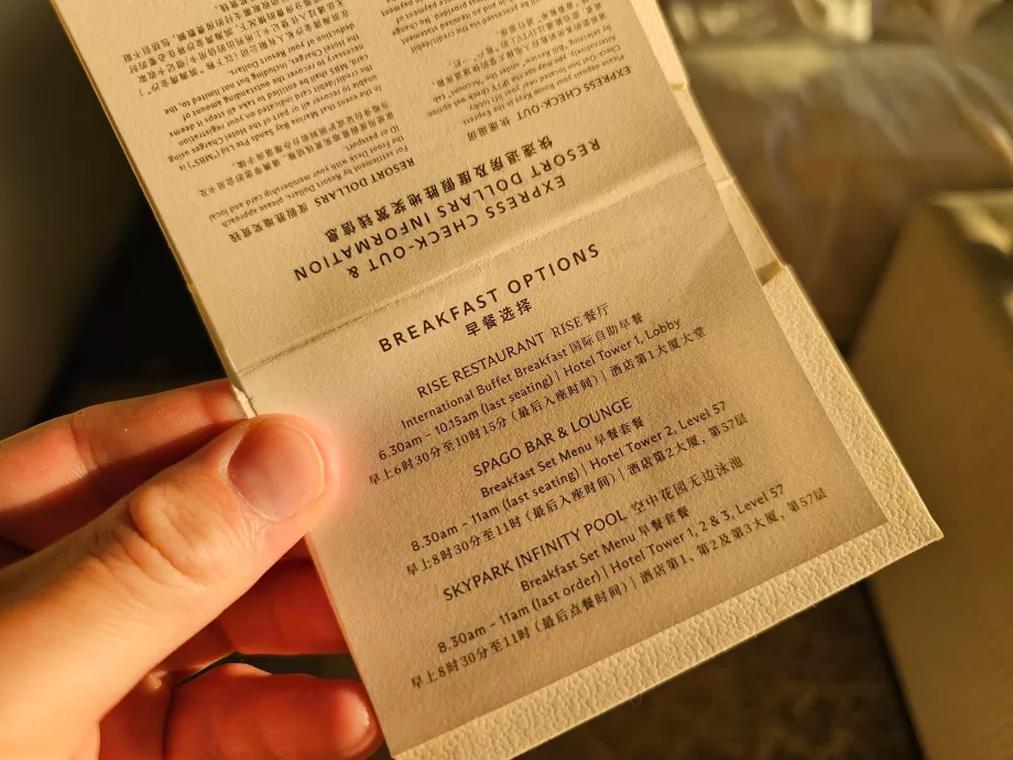 Opciones de desayuno