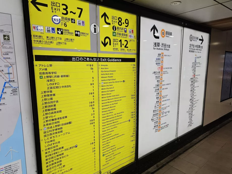 Señales de salida de las estaciones de metro