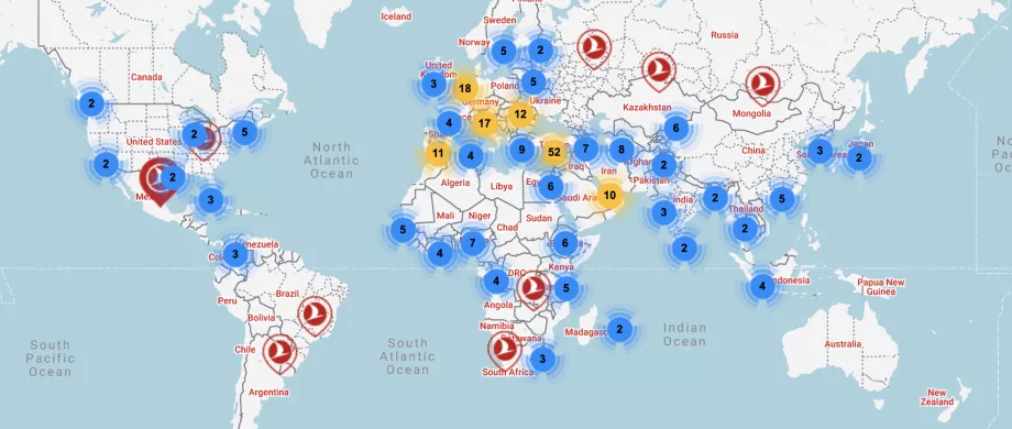 Mapa de ruta - Turkish Airlines