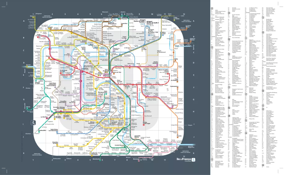 Mapa de las zonas de París y alrededores