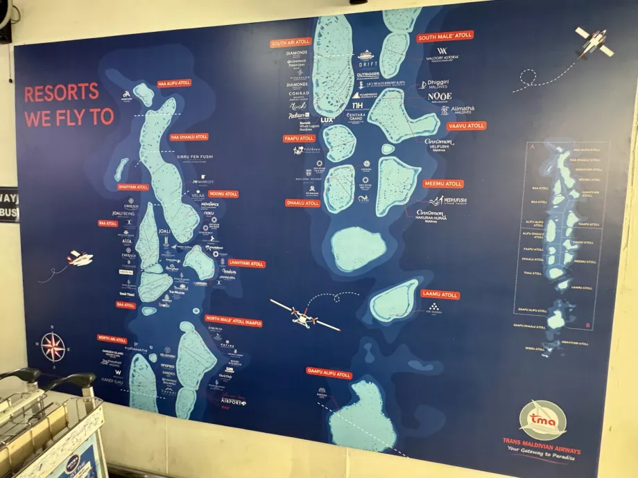 Mapa de ruta Trans Maldivian Airways