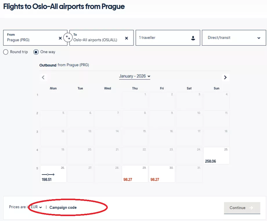 Campo para introducir el código promocional