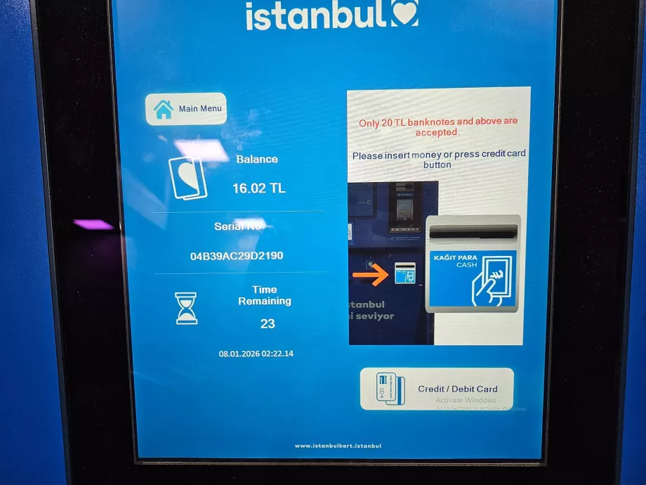 Máquina de recarga IstanbulKart