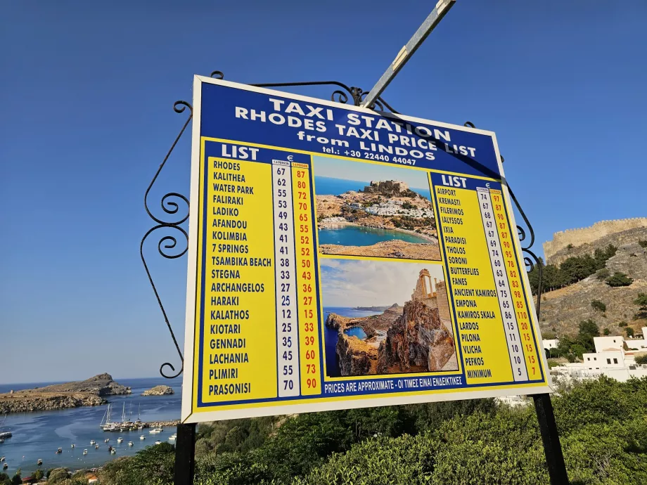 Tarifas de taxi desde Lindos