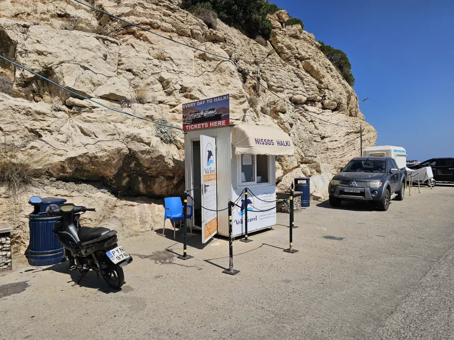 Tienda de billetes de ferry, puerto de Skala Kamirou, Rodas