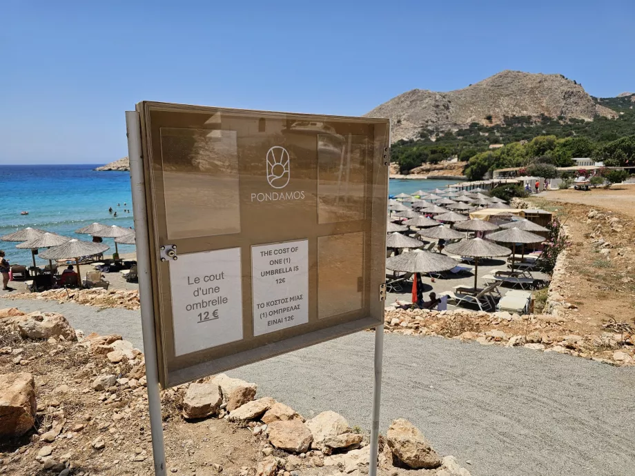 Precios de las tumbonas, Playa de Pondamos