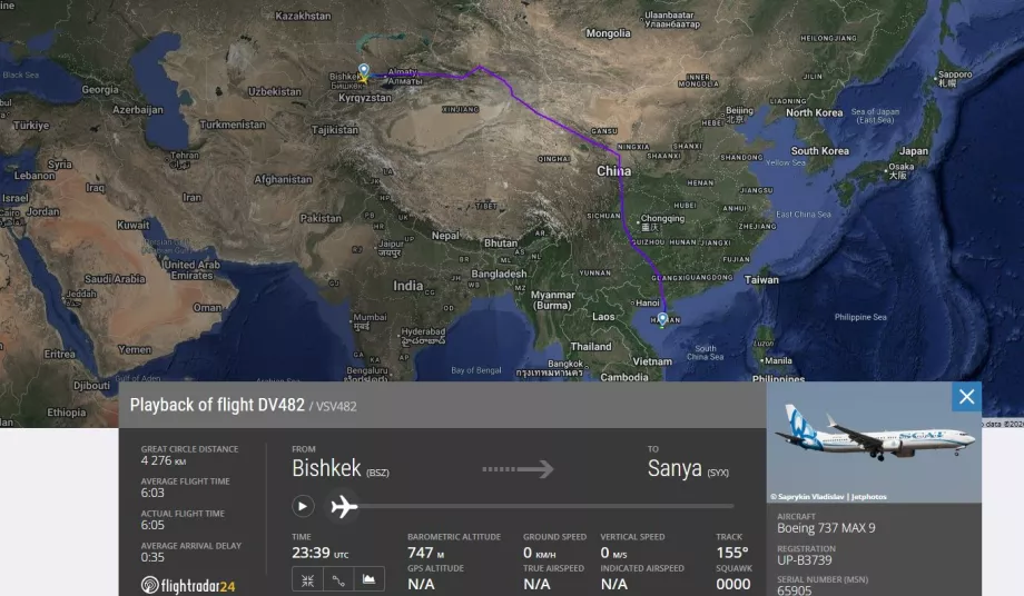 Vuelo Bishkek - Sanya