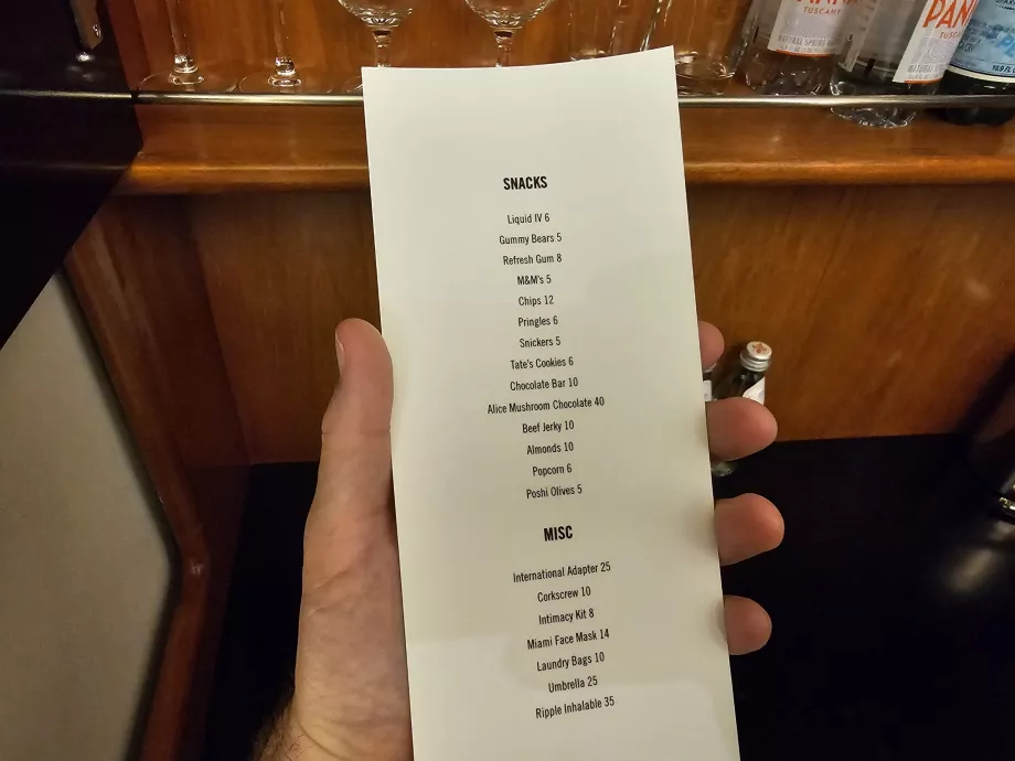 Precios del minibar