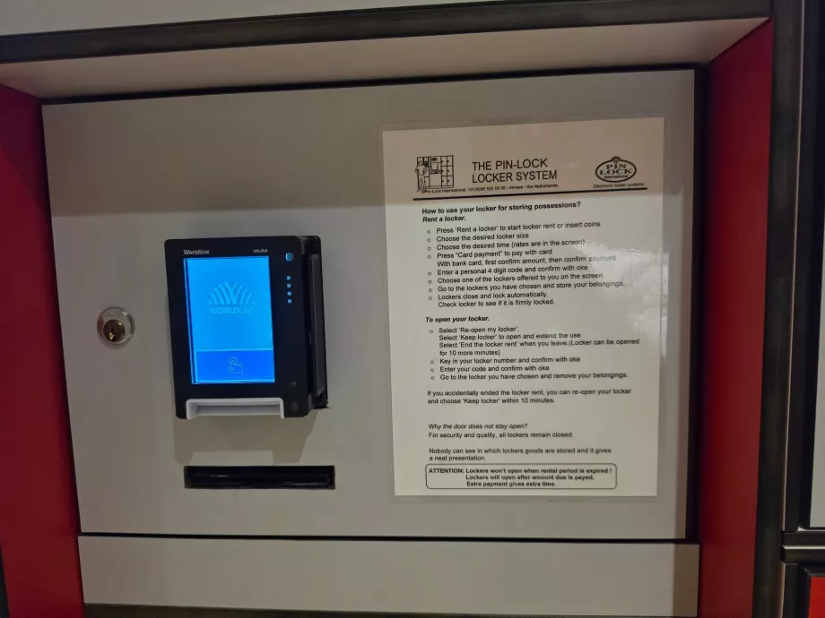 Consigna de equipajes, pago con tarjeta