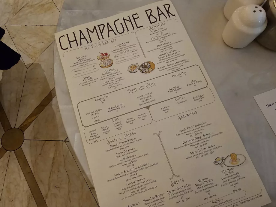 Menú del Champagne Bar