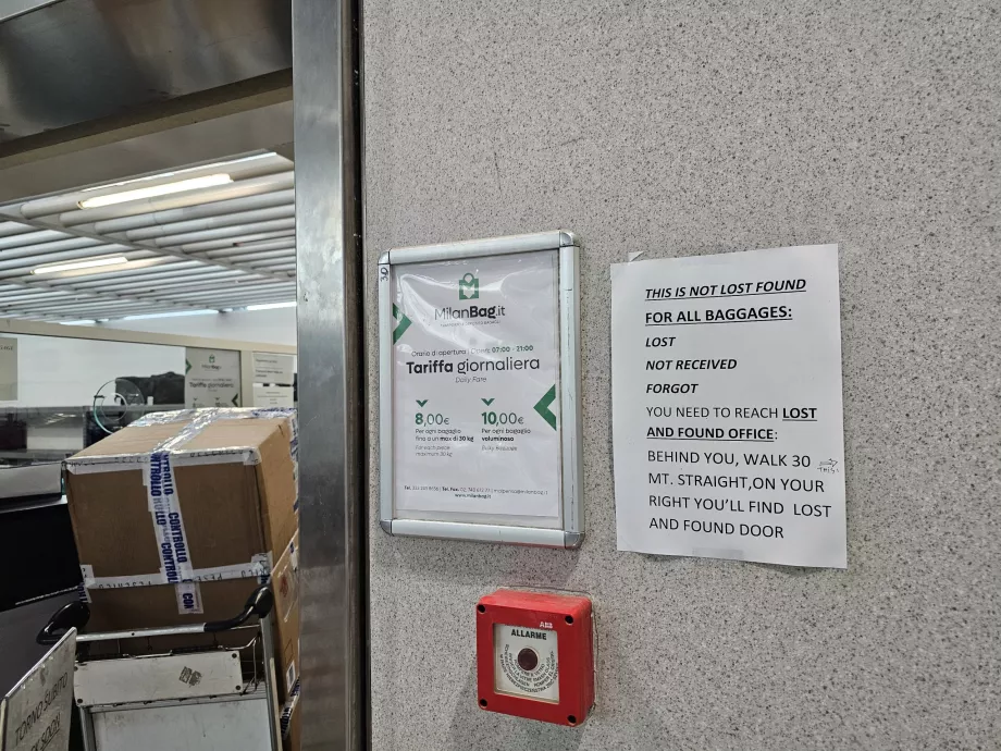 Depósito de equipajes, Terminal 1