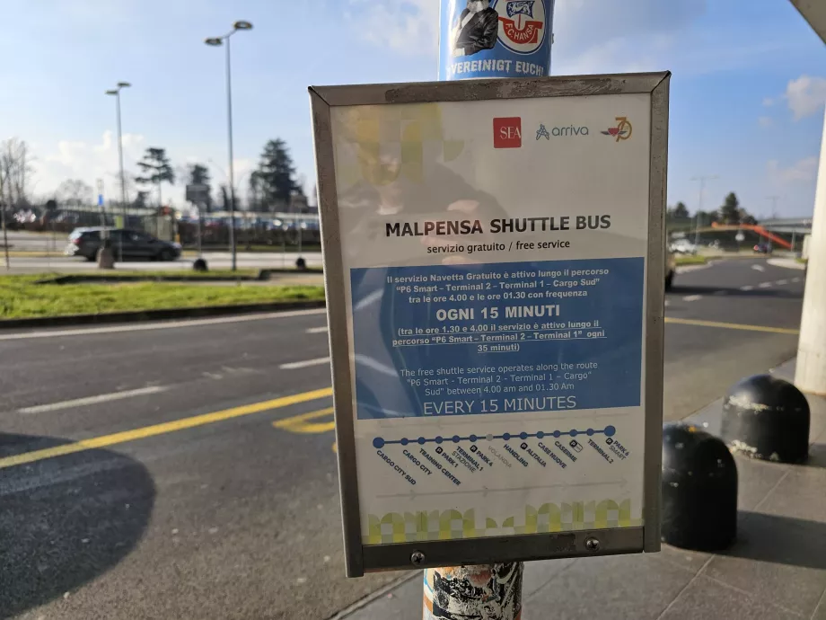 Información sobre autobuses lanzadera entre terminales