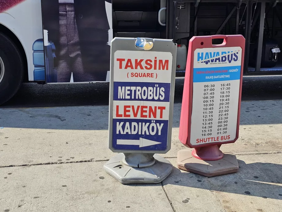 Señalización de las paradas de Havabus