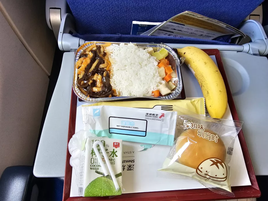 Comida en el vuelo Shenzhen-Singapur